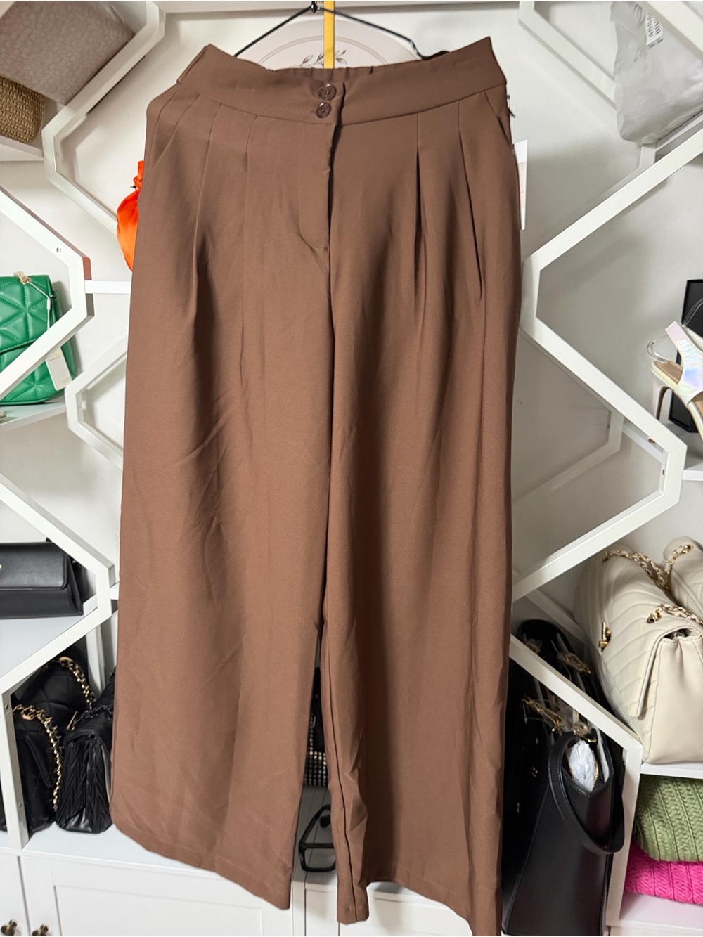 High-Waist Wide Leg Brown Pants